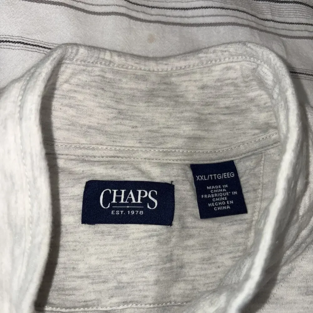 Chaps XXL 1/4 Snap Pullover Quilted, Bottom Right Seam Resewn, Soft, Comfy